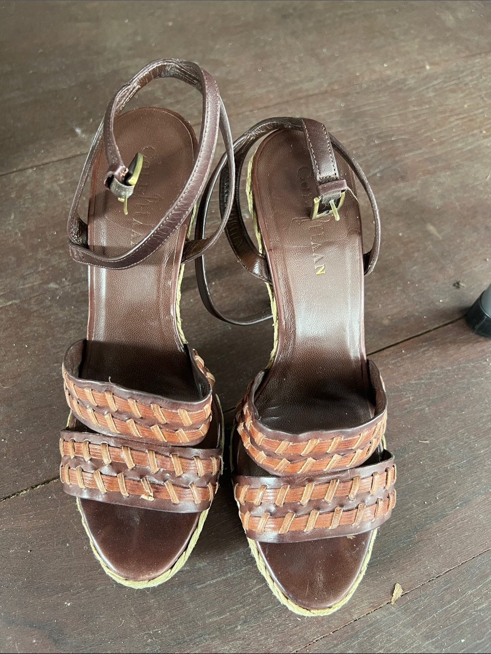 Brown Woven Leather Women’s Sandals - Unbranded